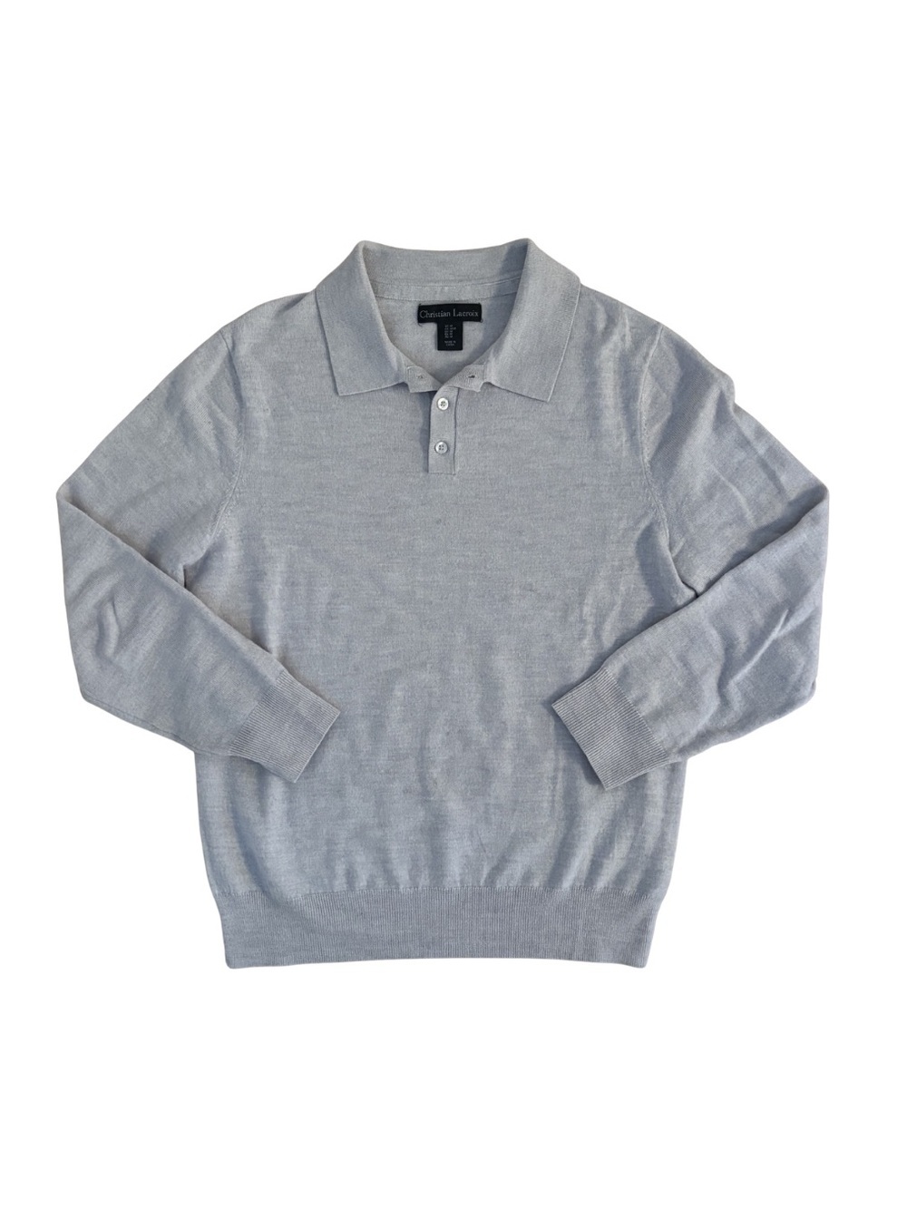 Christian Lacroix Merino Wool Light Gray Polo Sweater
